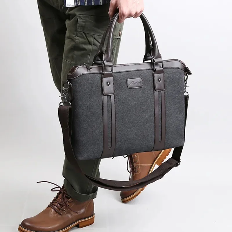 Top Trends: Men Canvas Business Messenger Bags For Men Shoulder Bag Vintage Crossbody Luxury Fashion High Quality Briefcase Men Handbag Shoppable Styles