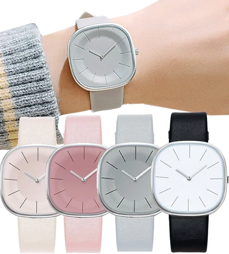 Top Trends: New Simple Square Quartz Wrist Watch Man Women Luxury Imitation Leather Casual Ladies Couple Watchs Shoppable Styles