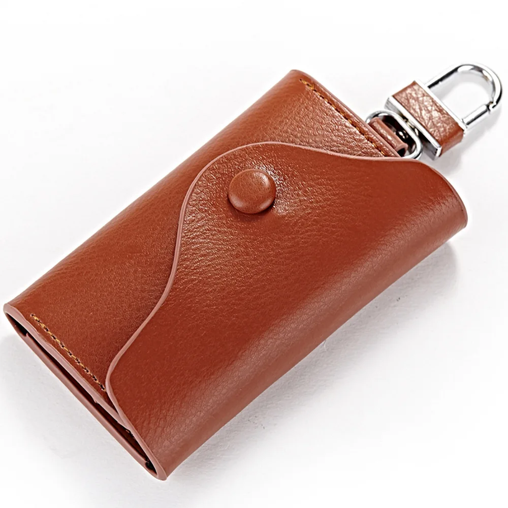 Top Trends: Genuine Leather Key Wallet Men Key Organizer Split Leather Car Key Case Women Card Holder Unisex KeyChain Wallet Shoppable Styles