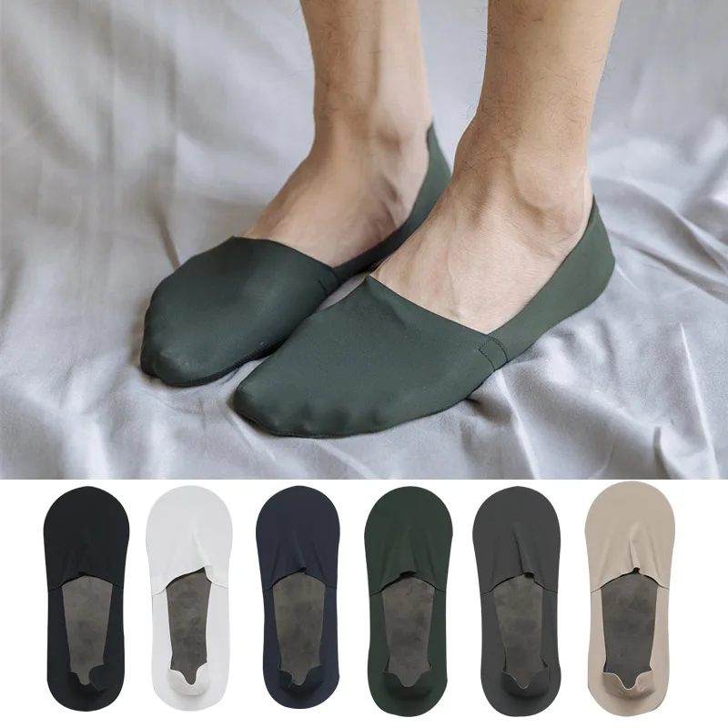 Top Trends: 3 Pairs Summer Casual Men Socks Invisible Thin Low Cut Sock Breathable No Show Silicone Non-slip Sock Cotton Bottom Absorb Sweat Shoppable Styles