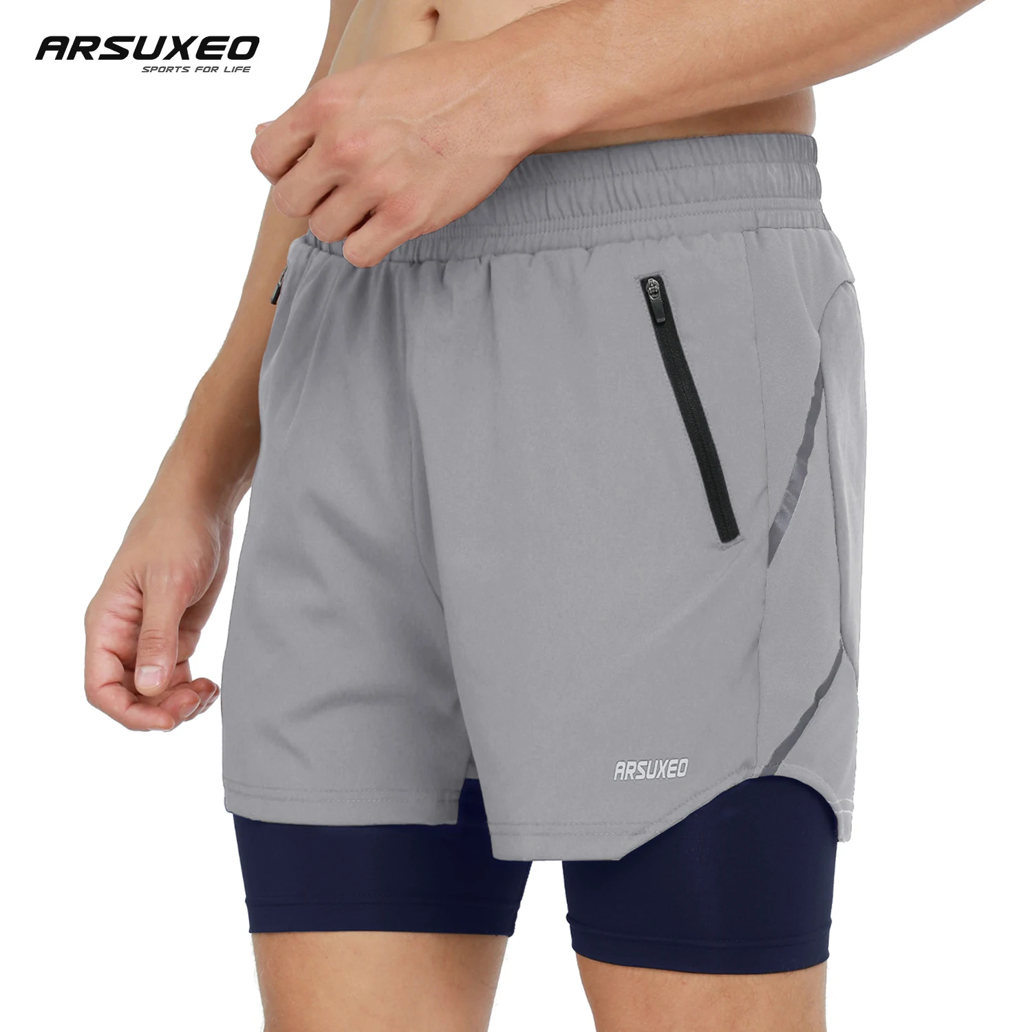 Top Trends: ARSUXEO Running Shorts Men 2 In 1 Bicycle Summer Sports Pants Fitness Training Exercise Jogging Breathable Yogo Gym Shorts Male Shoppable Styles