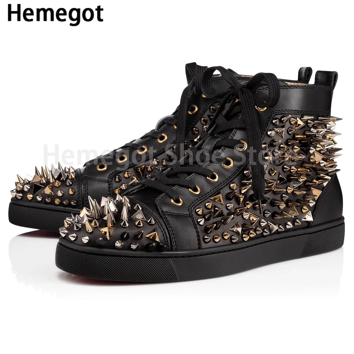 Top Trends: Luxury Rhinestone Rivets High Top Men's Shoes Accessories High Top Men's Shoes Sneakers Glitter Rivets Lace Up Casual Shoes Shoppable Styles