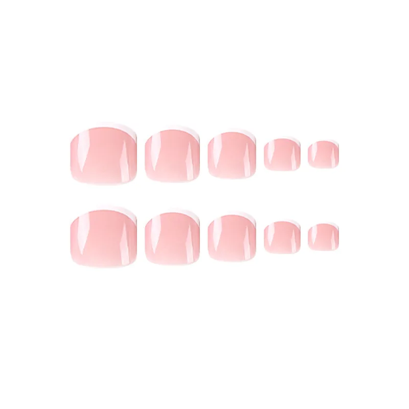 Top Trends: Summer French Toe Nails Set Press On Short Square Acrylic Nail Kits Wearable False Nails Nude Color Fashion Fake Feet Nail Tips Shoppable Styles - Image 4