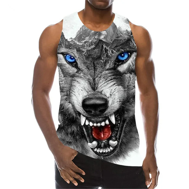 Top Trends: Sleeveless Animal Tank 3D Print Wolf Pattern Streetwear Tops Gradient Loose Casual Oversized Vest Round-Neck 6XL Plus Size Top Shoppable Styles