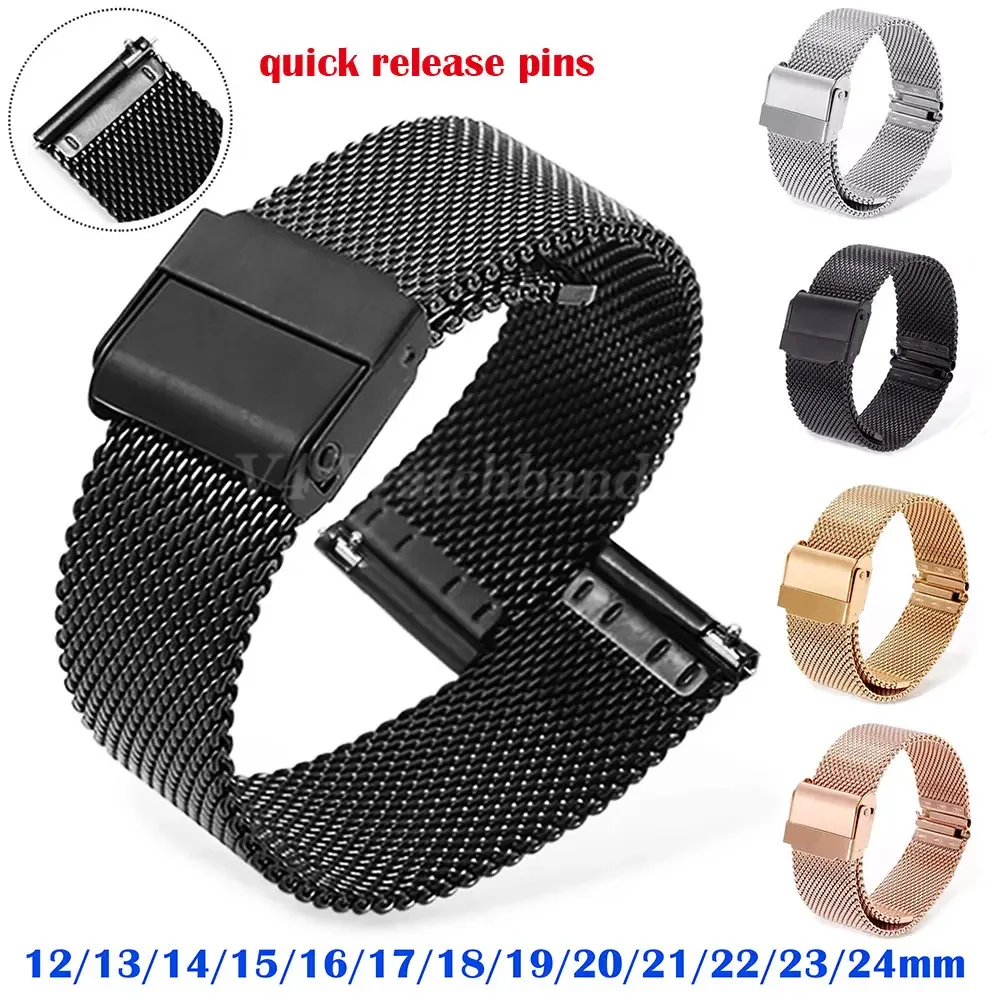 Top Trends: 0.6 Milanese Loop Bracelet Quick Release Bands Stainless Steel Mesh Watchband Strap12 14 16 17 18 19 20 21 22 23 24mm Shoppable Styles