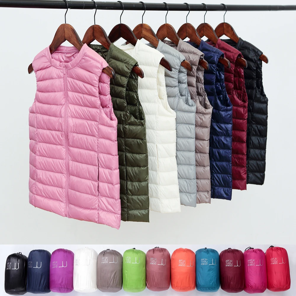 Top Trends: Autumn Women Ultra Light Down Vest Sleeveless O-Neck Duck Down Coat Female Collarless Waistcoat Student Windproof Puffer Vest Shoppable Styles