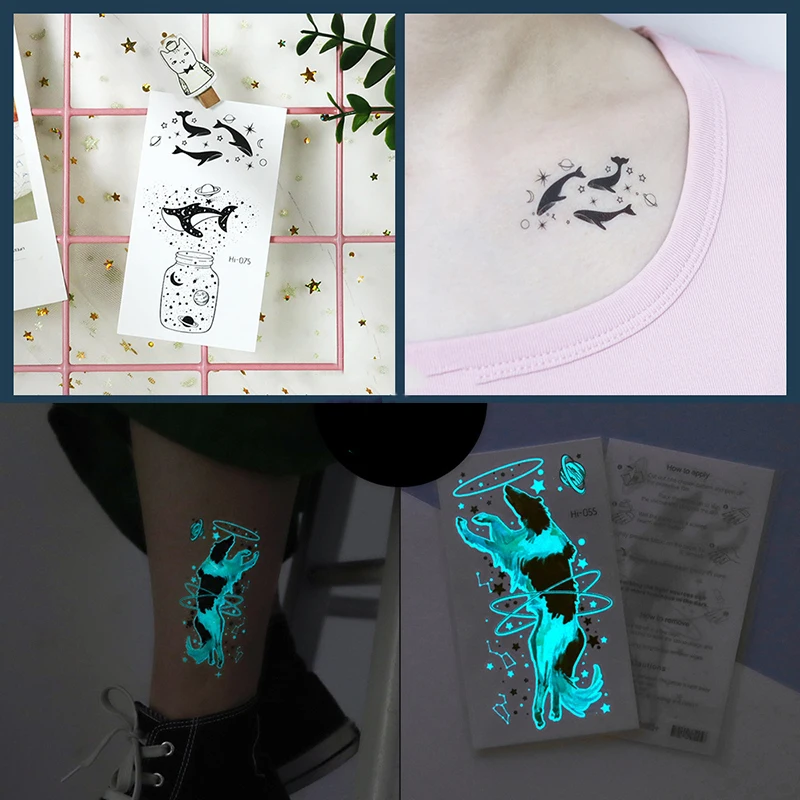 Top Trends: Luminous Tattoo Waterproof Temporary Sticker Glowing Body Art Tattoos Women Men Arm False Party Music Festival Tattoos Shoppable Styles