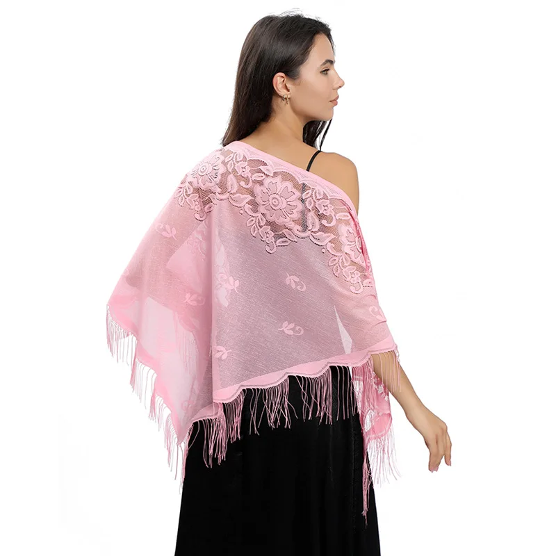 Top Trends: Elegant Women Triangle Lace Embroidered Evening Dress Shawl Wedding Bolero Shawl Hollow Ladies Shrugs Party Tassel Shawls Shoppable Styles - Image 3