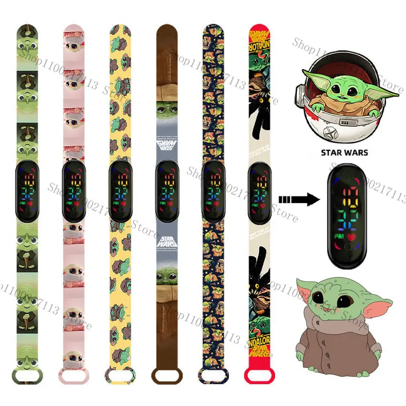 Top Trends: Disney Children's Watch Cartoon Anime Figure Print Baby Yoda Luminous Bracelet Watch LED Touch Waterproof Sports Kids Watch Shoppable Styles