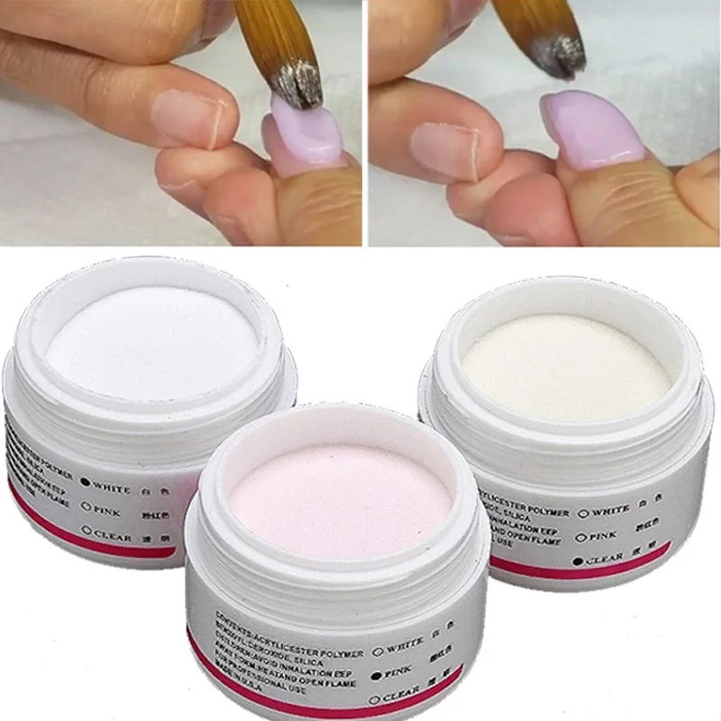 Top Trends: 1PC Acrylic Powder Nail Extension Clear Pink White Flower Carving Crystal Polymer 3D Glitter Powder Professional Manicure Tools Shoppable Styles