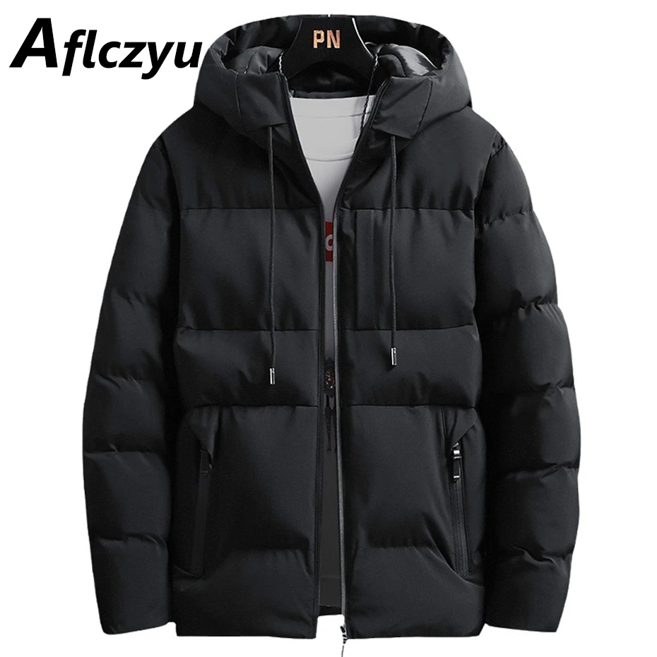 Top Trends: Padded Jacket Men Winter Parkas Thick Jacket Coats Fashion Casual Solid Color Hooded Parkas Male Warm Coat Black Grey Shoppable Styles