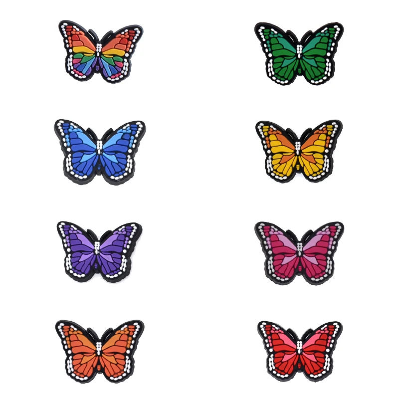 Top Trends: Wholesale 1Pcs PVC Butterfly For Croc Charm DIY Badge Women Clogs Buckle Kids Pins Decoration Jeans X-mas Gift Shoes Accessories Shoppable Styles