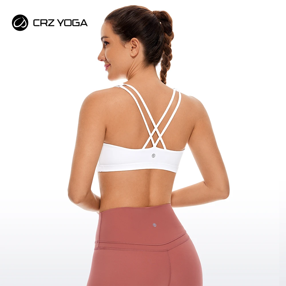 Top Trends: CRZ YOGA Women's Low Impact Strappy Sports Bra - Low Cut Wirefree Padded Yoga Bra Criss Cross Back Shoppable Styles