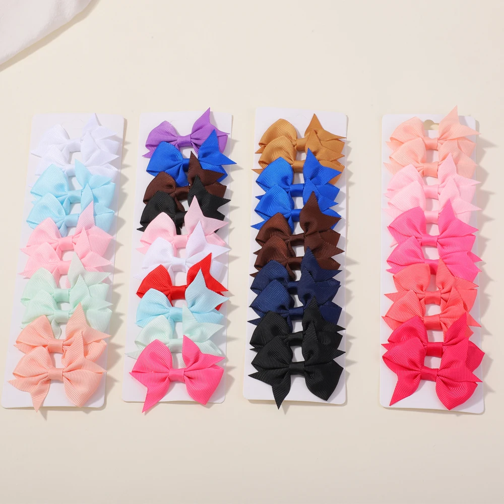 Top Trends: 10PCS / Set Solid Grosgrain Ribbon Hair Bows With Clips Girls Small Bow For Children Headwear DIY Kids Baby Hair Accessories Shoppable Styles - Image 4