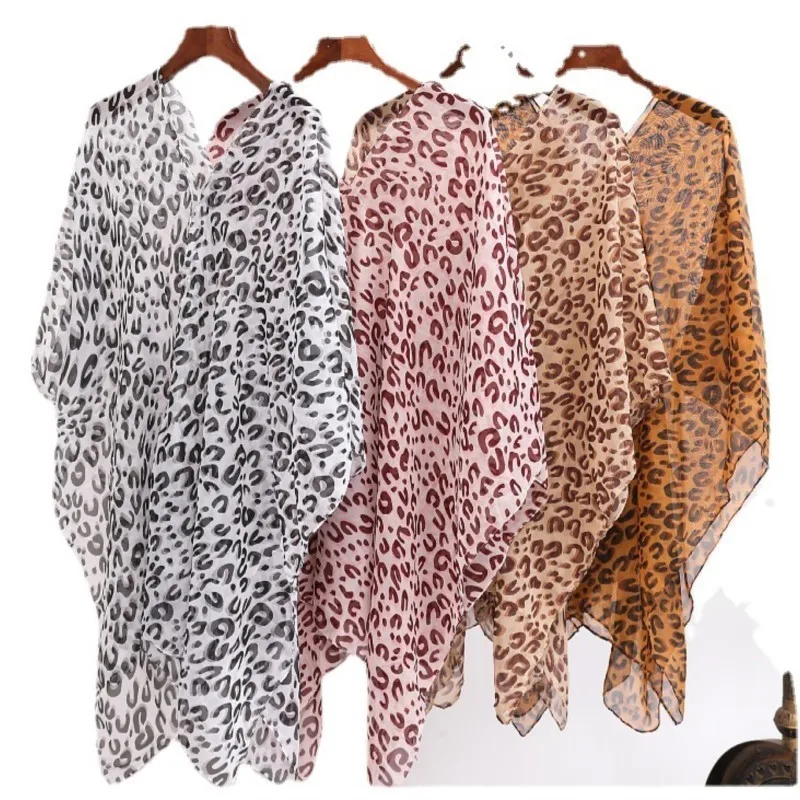 Top Trends: Summer Sunscreen Shawl Scarves For Women Fashion Chic Leopard Poncho Driving Chiffon Sun Protection Beach Shawl Bikini Cover Shoppable Styles