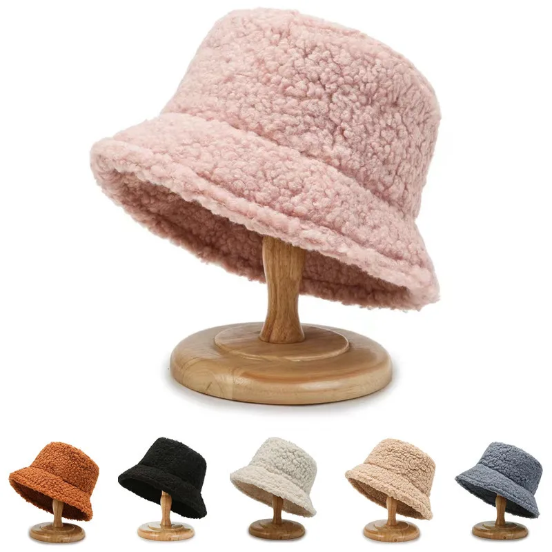 Top Trends: 2022 Lamb Wool Bucket Hat For Women Men Solid Harajuku Teddy Fishing Fisherman Hat Autumn Winter Bob Outdoor Warm Panama Cap Shoppable Styles