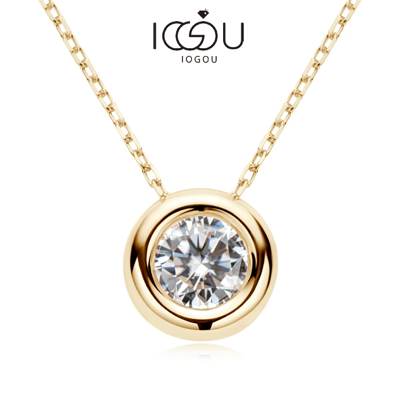 Top Trends: IOGOU Real D VVS1 Moissanite Neclaces 6.5mm Round Pendant For Women 100% Silver 925 Yellow Gold Color Fine Jewelry Wholesale Shoppable Styles