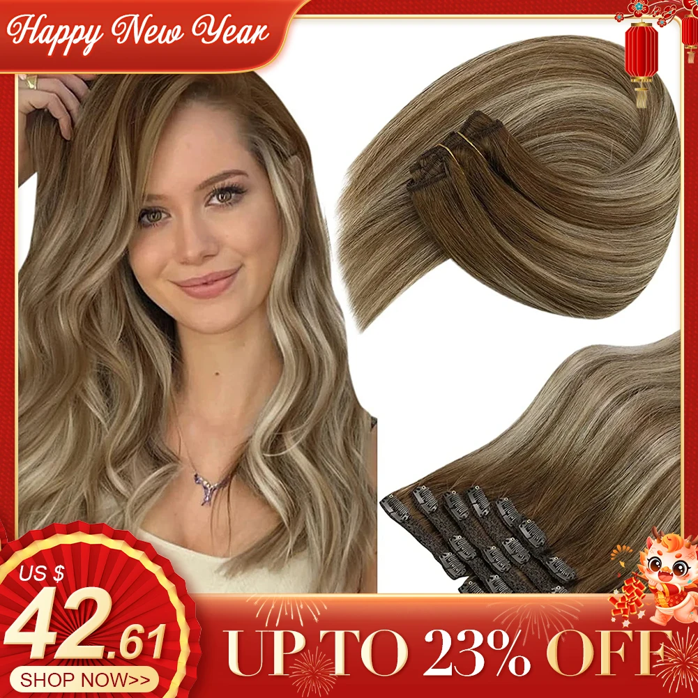 Top Trends: VeSunny Clip In Hair Extensions Human Hair Balayage Human Hair Extensions 10-24inch Natural Extension Hair Clip For Women Shoppable Styles