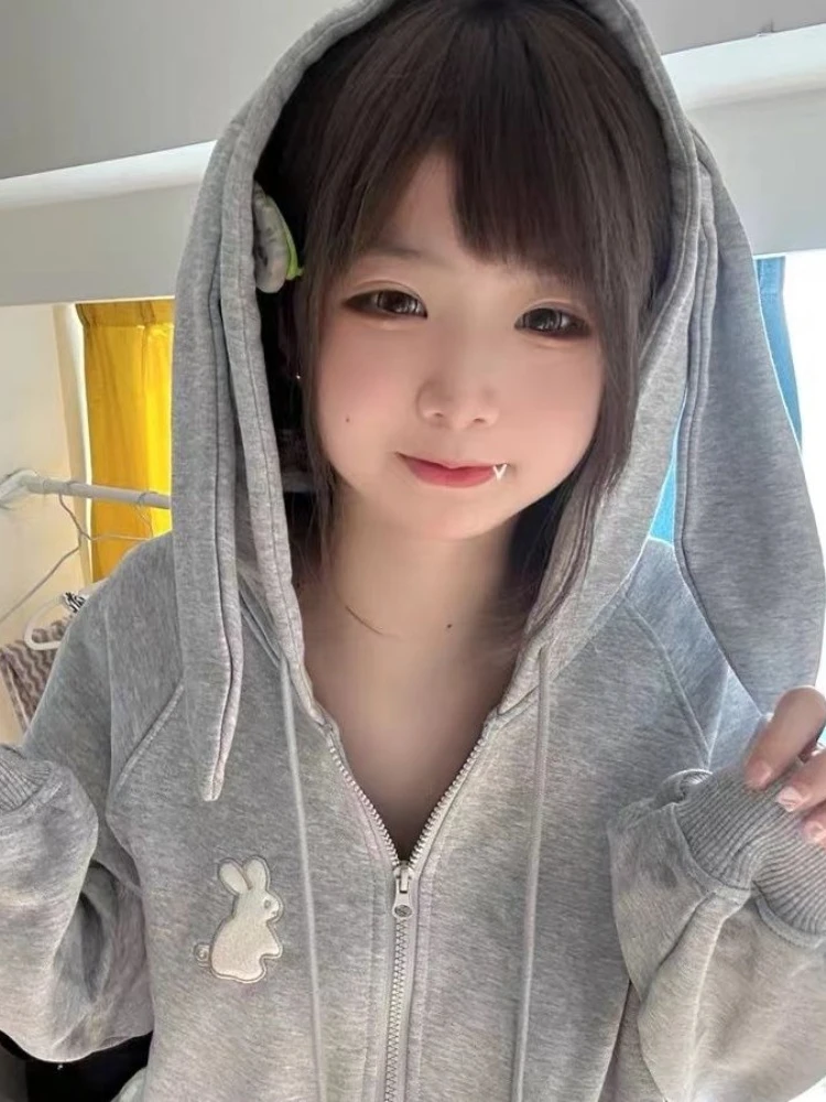 Top Trends: HOUZHOU Japanese Fashion Kawaii Hoodie Women Y2k Harajuku Sweet Cute Rabbit Embroidery Hooded Sweatshirt Soft Gril 2023 Chic Shoppable Styles