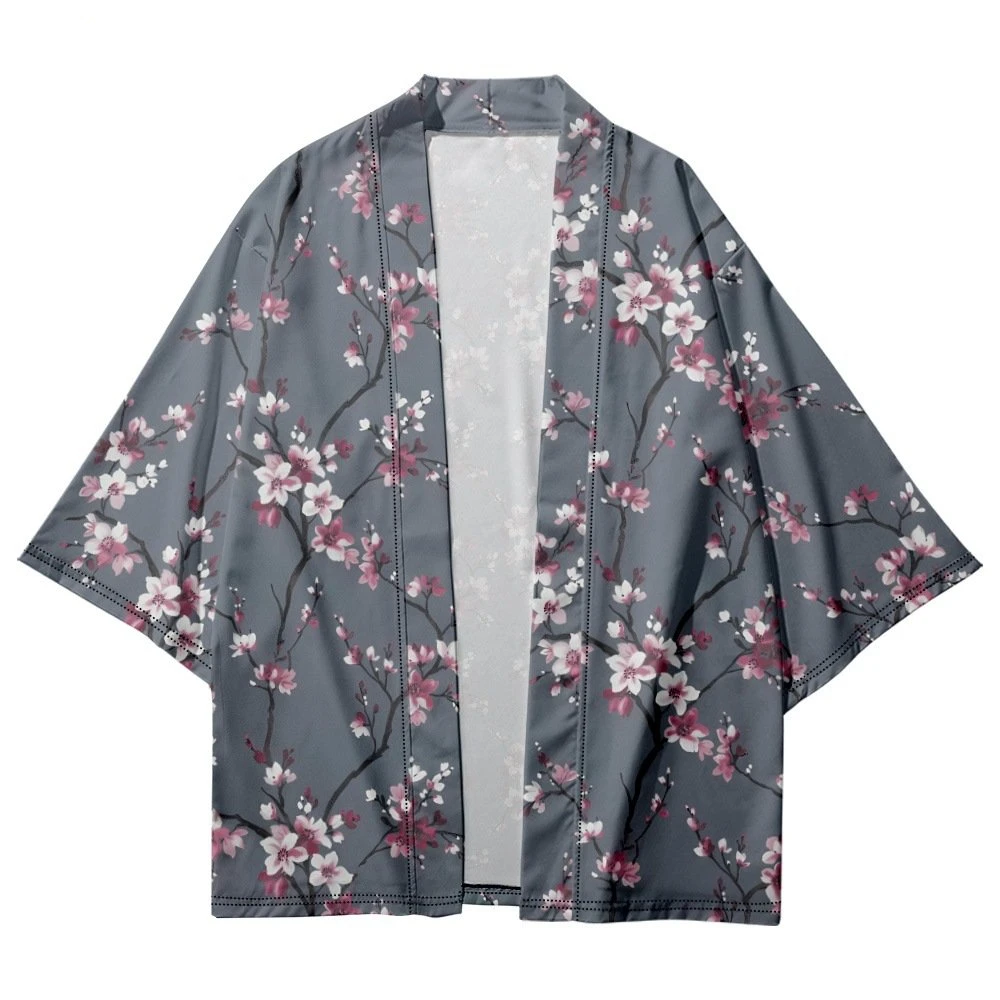 Top Trends: Fashion Flower Print Japanese Kimono 2023 Summer Beach Yukata 3 / 4 Sleeve Shirt Haori Summer Casual Women Cardigan Tops Shoppable Styles