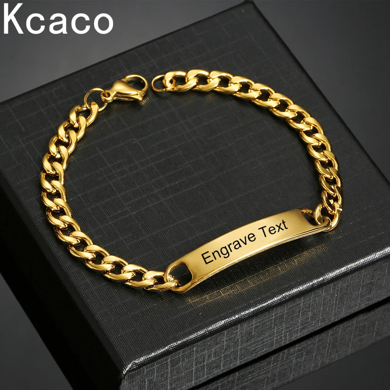 Top Trends: Customized Engrave Name Men Women Bracelets Stainless Steel Cuban Chain Personalized ID Bracelet Fashion Party Jewellery Gift Shoppable Styles