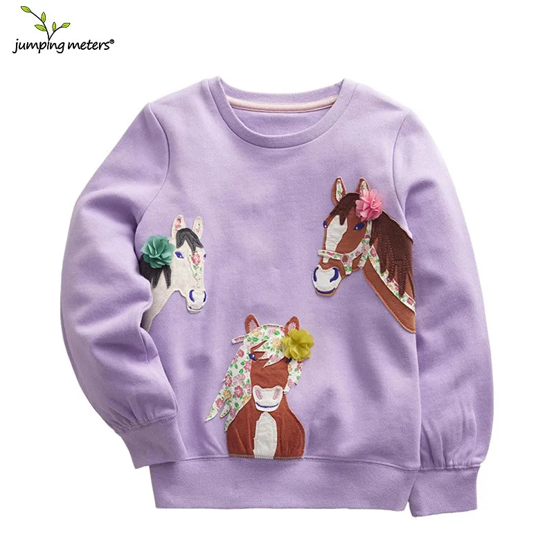 Top Trends: Jumping Meters 2-7T Autumn Spring Baby Girls Sweatshirts Horse Applique Toddler Boys Girls Clothes Birthday Children&#039;s Hoodies Shoppable Styles