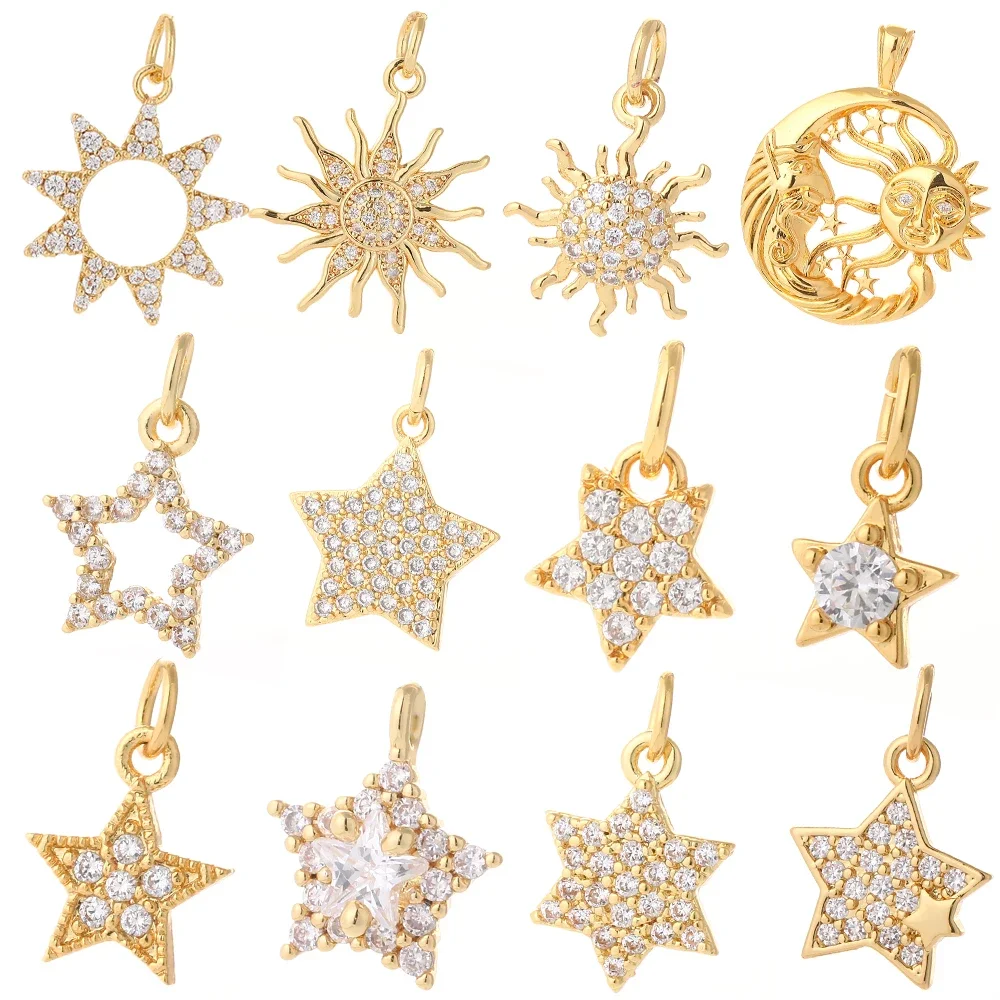 Top Trends: Star Sun Pendant Charms For Earrings Necklace Making Supplies Accessories Gold Color Diy Jewelry Charms Metal Copper CZ Zircon Shoppable Styles