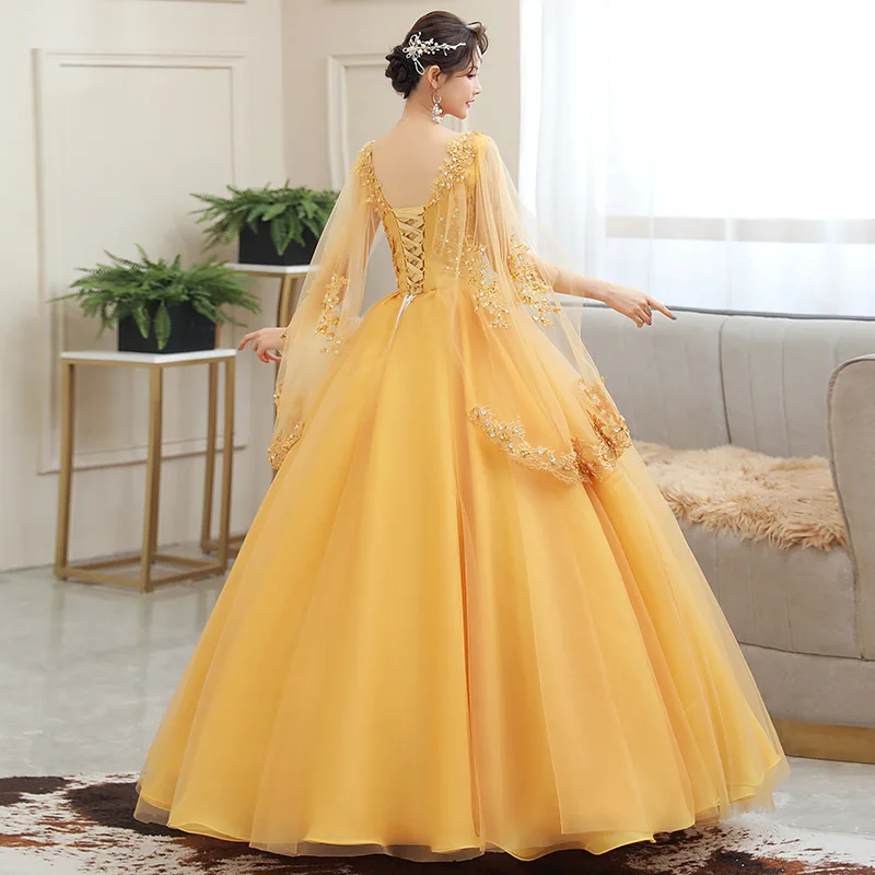 Top Trends: New Gold Embroidery Long Puffy Dress Host Performance Graduation Dress Birthday Party Bride Bridesmaid Dress Prom Dresses Shoppable Styles - Image 3