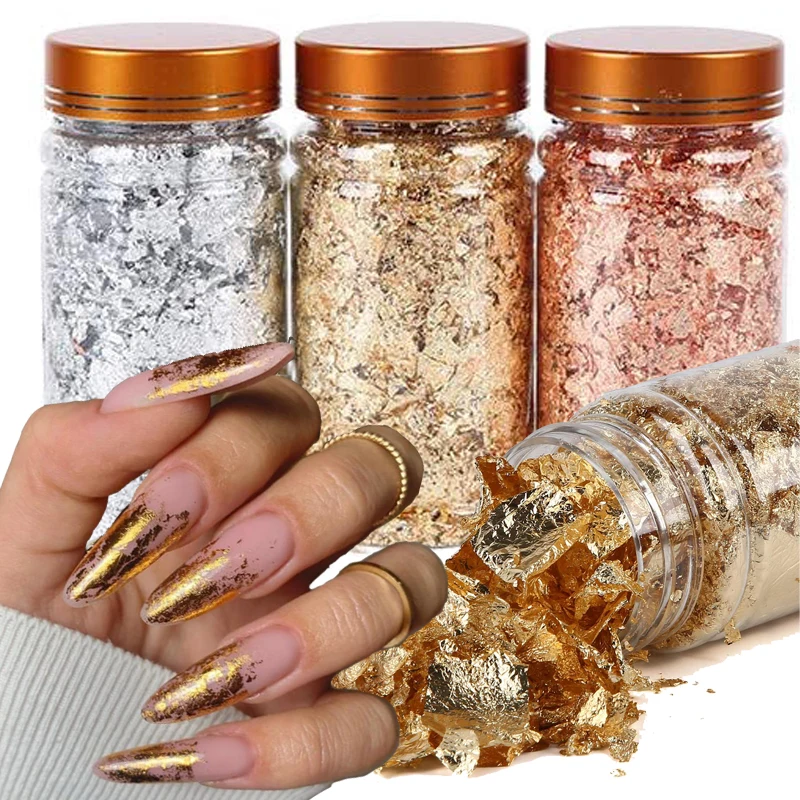 Top Trends: 1 Box Glitter Nail Art Foil Paper Makeup Jewelry Irregular Shiny Foil Leaf Gold Flakes Nails DIY Stickers Manicure Decorations Shoppable Styles