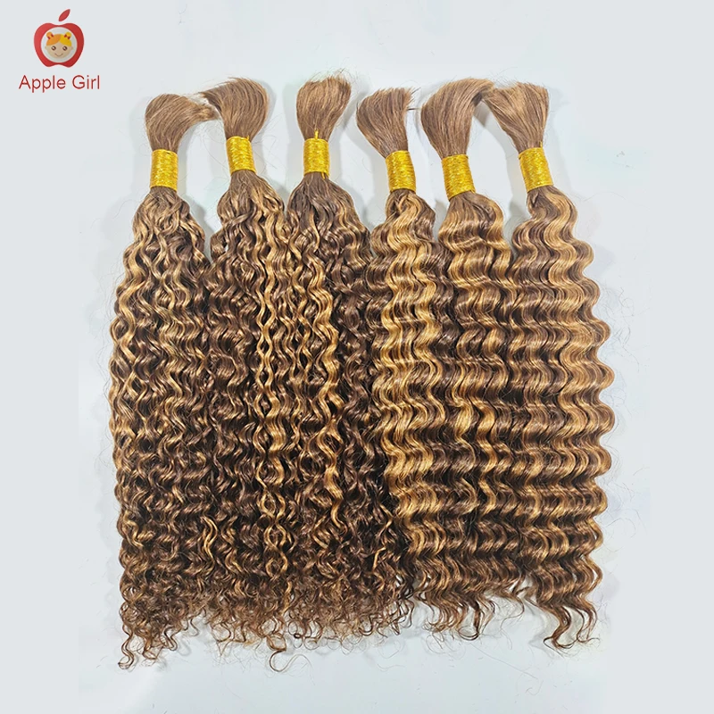 Top Trends: Highlight Deep Wave Human Hair Bulk For Braiding No Weft 16 To 30 Inch Brazilian Remy Hair Extensions Crochet Braids Applegirl Shoppable Styles