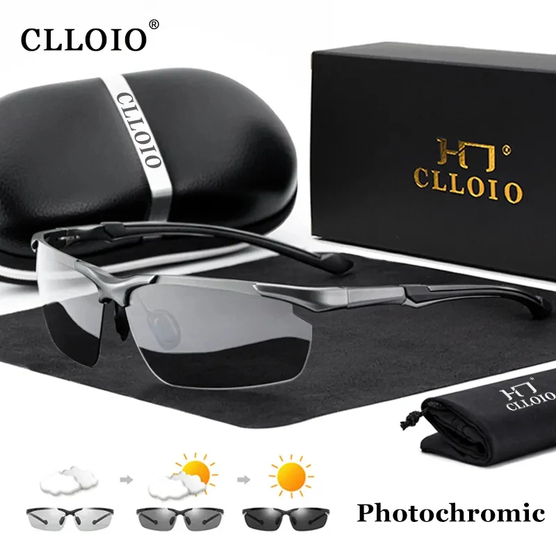 Top Trends: CLLOIO Top Quality Aluminum Polarized Photochromic Sunglasses Men Rimless Day Night Driving Glasses Anti-Glare Chameleon Eyewear Shoppable Styles