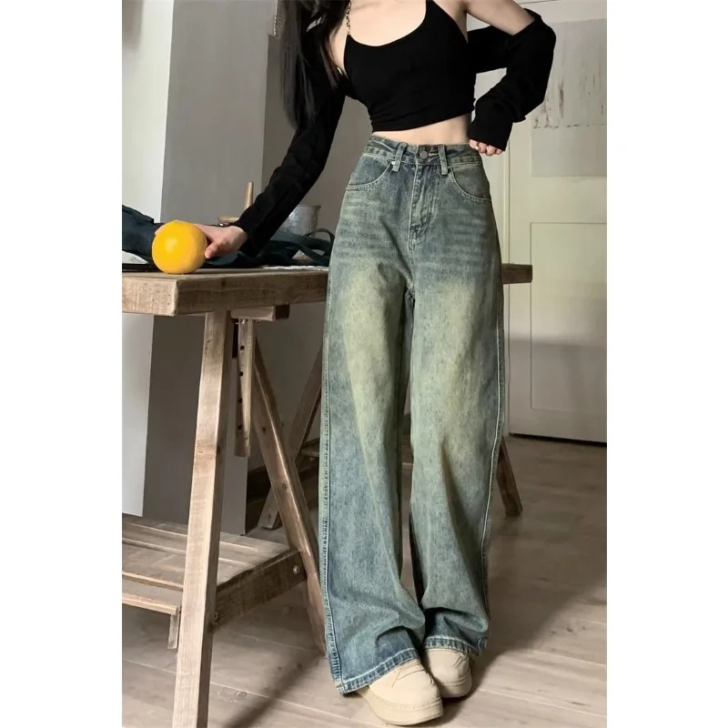 Top Trends: QWEEK Y2k Vintage Jeans Woman Korean Fashion Harajuku Denim Pants Baggy Grunge Hippie Wide Oversized Spring Trousers Aesthetic Shoppable Styles