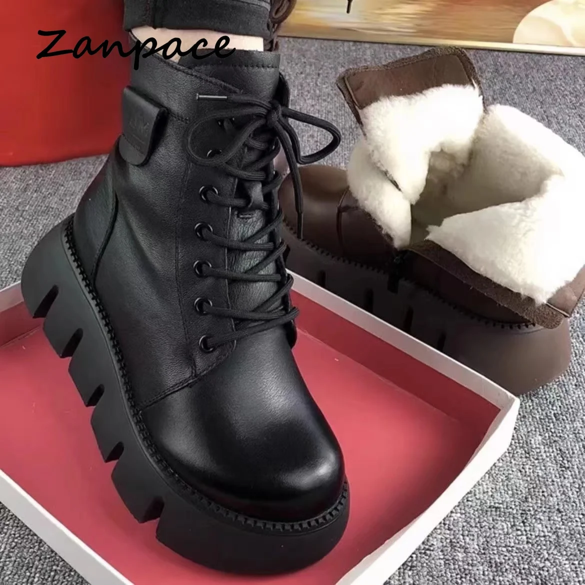 Top Trends: Womens Short Boots 2023 Leather Comfortable Ankle Boots Waterproof Thick-soled Padded Warm Women Shoes Casual Platform Boots Shoppable Styles