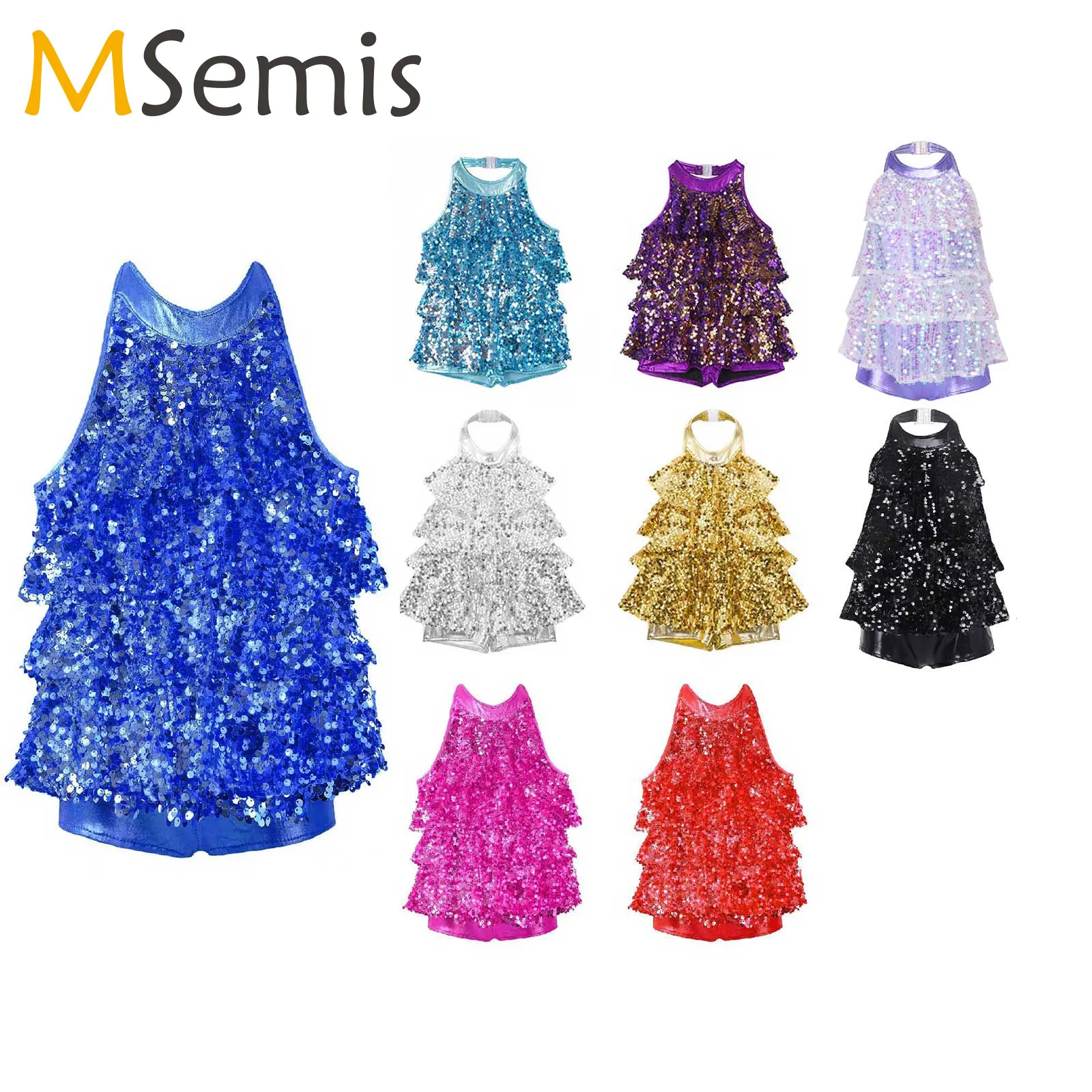 Top Trends: Kids Halter Shiny Sequins Ballet Dance Shorty Unitard Dress Teen Girls Modern Jazz Latin Jazz Salsa Samba Rumba Dance Costumes Shoppable Styles