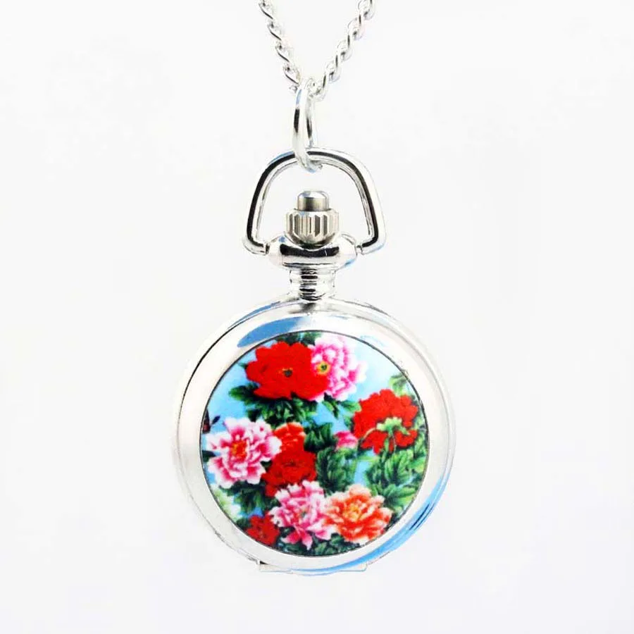 Top Trends: Shsby Vintage Pocket Watches Flower Fashion Silver Chain Necklace Quartz Watch Women Dress Watches Children&#039;s Cartoon Watches Shoppable Styles