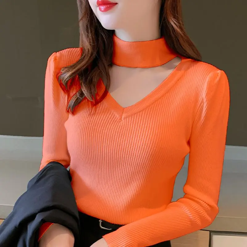 Top Trends: Fashion Solid Color Spliced Hollow Out Sweaters Women's Clothing 2023 Autumn Winter New Loose Knitted Pullovers All-match Tops Shoppable Styles - Image 5