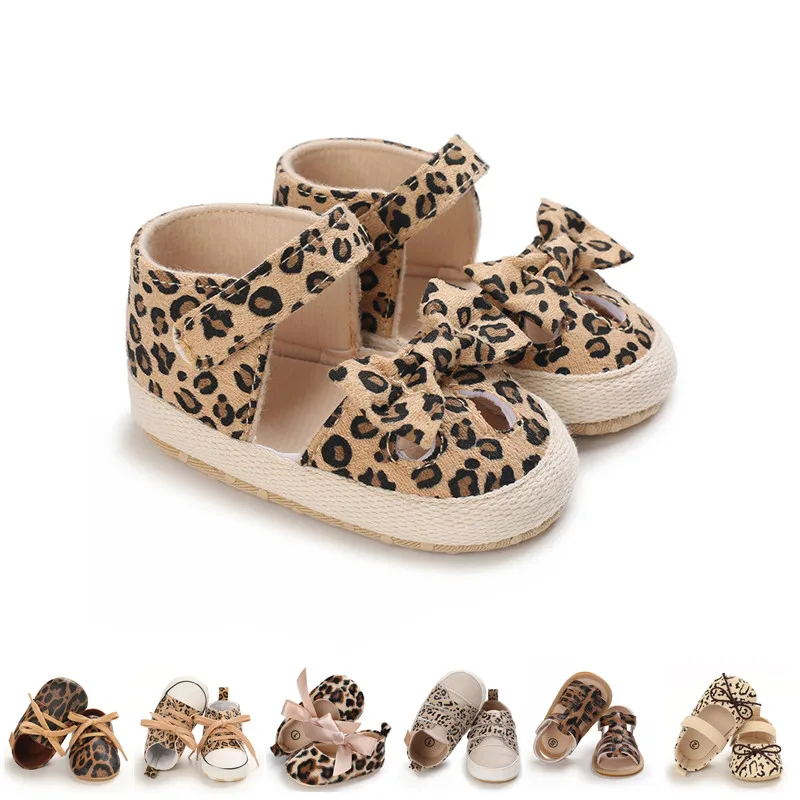 Top Trends: 0-18M Baby Girls Cute Leopard Print Bowknot Shoes Toddler Kids First Walker Shoes Newborn Infant Soft Sole Anti-slip Footwear Shoppable Styles