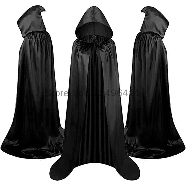 Top Trends: Halloween Hoodies Cape For Adult Child Fleece Long Witch Black Red Green Hooded Vampire Cape Halloween Party Cloak Costume Shoppable Styles