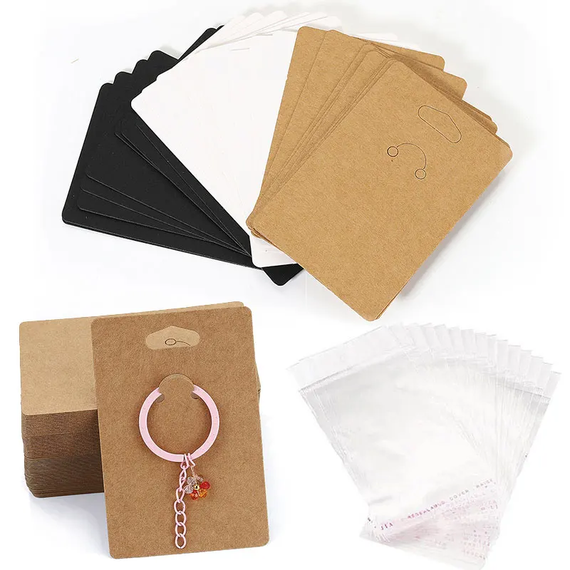 Top Trends: 50pcs / lot Keychain Display Cards For Jewelry DIY Keyrings Ring Packaging Storage Card White Brown Black Paper Holder Tags 6x9cm Shoppable Styles