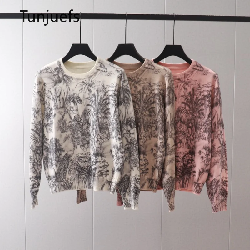 Top Trends: Wool Sweater Pullovers Women Jumper 2023 Autumn Winter New Knitted Tops Long Sleeve Knitwear Fashion Print Jerseys Kawaii Korean Shoppable Styles