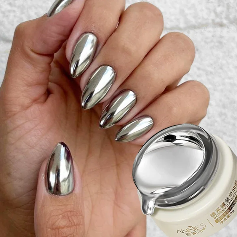 Top Trends: Mirror Metallic Nail Polish Gel Semi-permanent Varnishes Mirror Chrome Effect Silver Painting UV Gel Nail Art Decorations 8ML Shoppable Styles