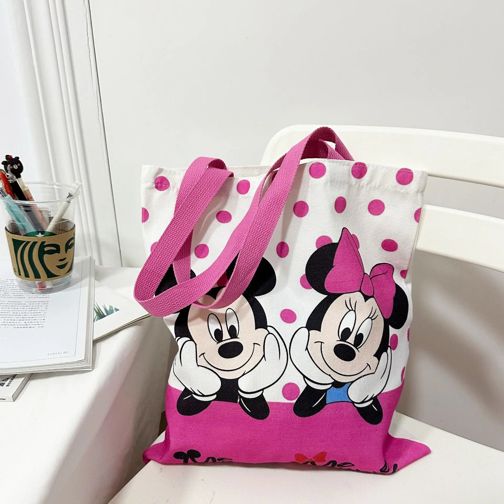 Top Trends: New Mickey Mouse Tote Bag Disney Cartoon Pattern Minnie Mouse Large Capacity Handbags Fashionable Canvas Handbag For Women Shoppable Styles