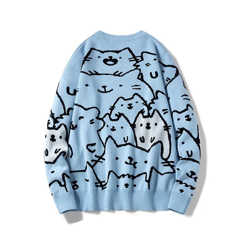 Top Trends: Autumn Cotton Anime Sweaters Men Retro Harajuku Vintage Oversized Sweaters Loose Cute Cartoon Cat Pullovers Homme Men Clothing Shoppable Styles - Image 4