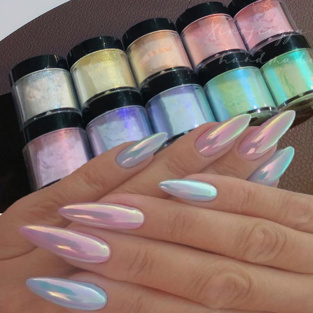 Top Trends: 5g / box Aurora Nail Powder Pearl Nail Glitter Neon Dust Effect Chrome Nail Art Mermaid Rainbow AB Color Dipping Powder Decoration Shoppable Styles