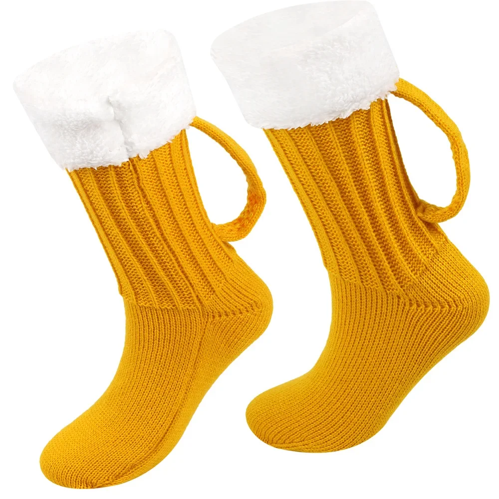 Top Trends: Thick Wool Socks 3D Beer Mug Socks Knitted Foot Cover Floor Socks Warm Medium Socks A Christmas Fence Three Dimensional Sock Shoppable Styles