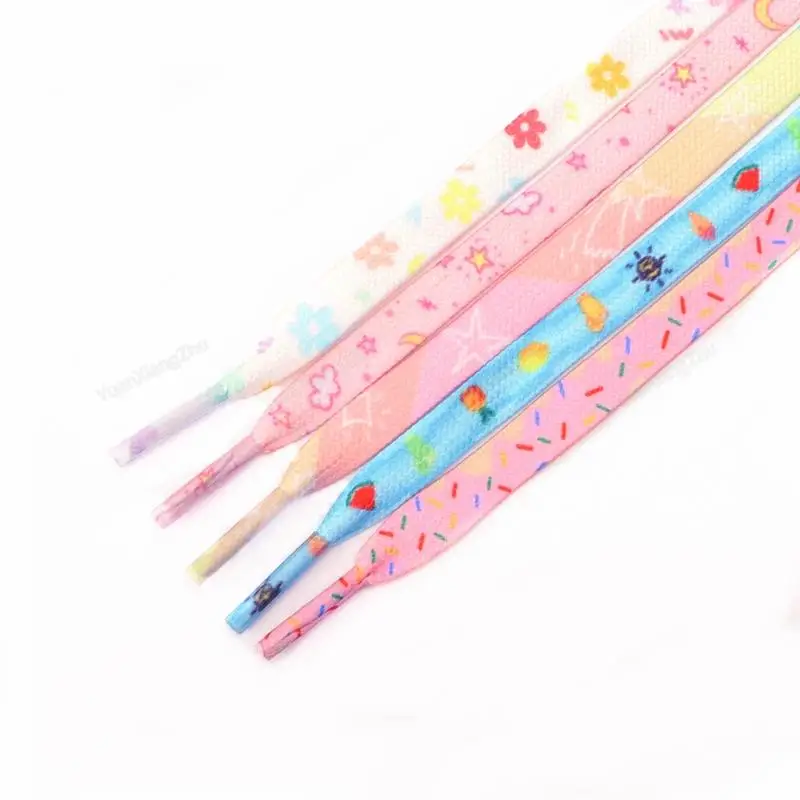 Top Trends: New Print Shoelaces For Sneakers Quality Fabric Flat Shoe Laces Fashion Girl Laces For Shoes Width 0.8cm 120 / 140 / 160CM Shoppable Styles