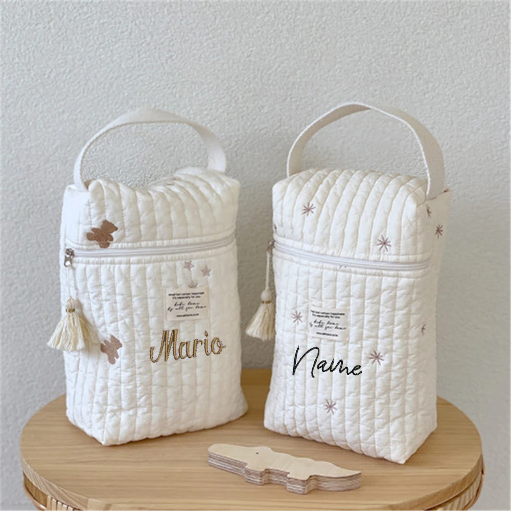 Top Trends: Customized Name Mommy Bag Outgoing Light Baby Carriage Hanging Bag Multifunctional Embroidery Handheld Mother And Baby Bag Shoppable Styles