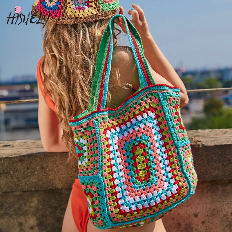 Top Trends: Bohemian Crochet Women Shoulder Bags Knitting Large Capacity Tote Bag Casual Lady Handbags Big Shopper Purses Summer Beach Bags Shoppable Styles