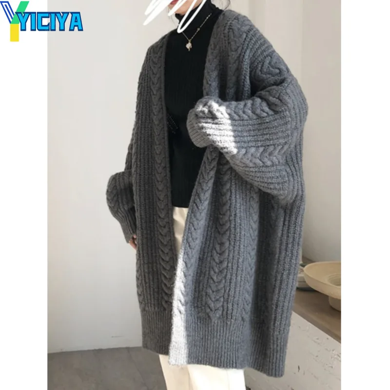 Top Trends: YICIYA Long Cardigan Women Clothing Knitwears New Fashion Sweaters 2023 Winter Length Knitted Cardigan Sweater Long Sleeve Top Shoppable Styles - Image 3