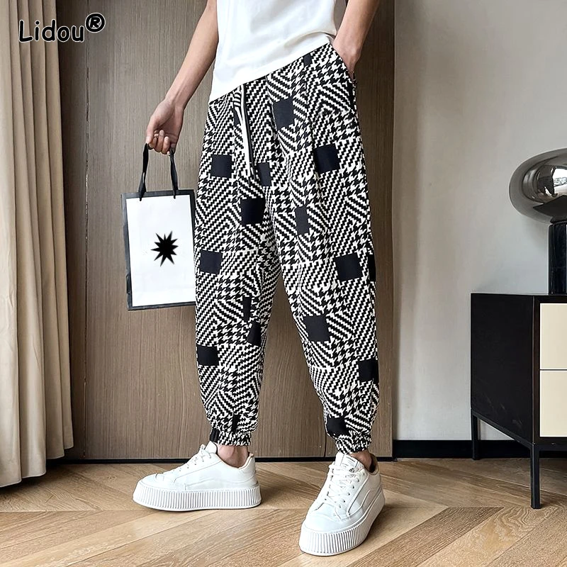 Top Trends: 2023 New Spring And Autumn Trendy Men&#039;s Street Loose Casual Super Oversized Elastic Waist Lace Up Pocket Checkered Harlan Pants Shoppable Styles